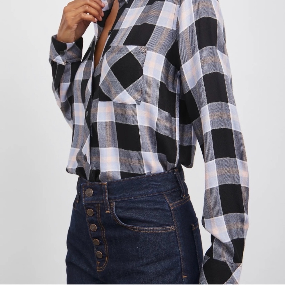 Rails Hunter In Onyx Perwinkle Blush Button Up Lo… - image 4